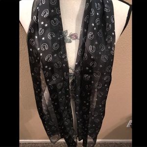 Black with white horse shoes scarf NWOT